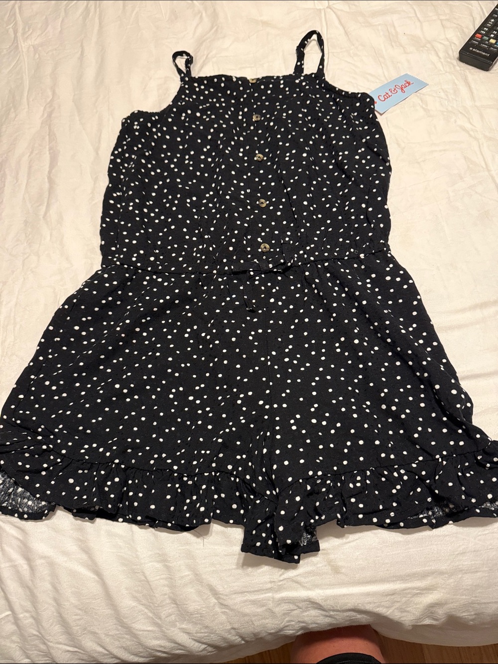Cat & Jack Black Polka Dot Ruffle Romper